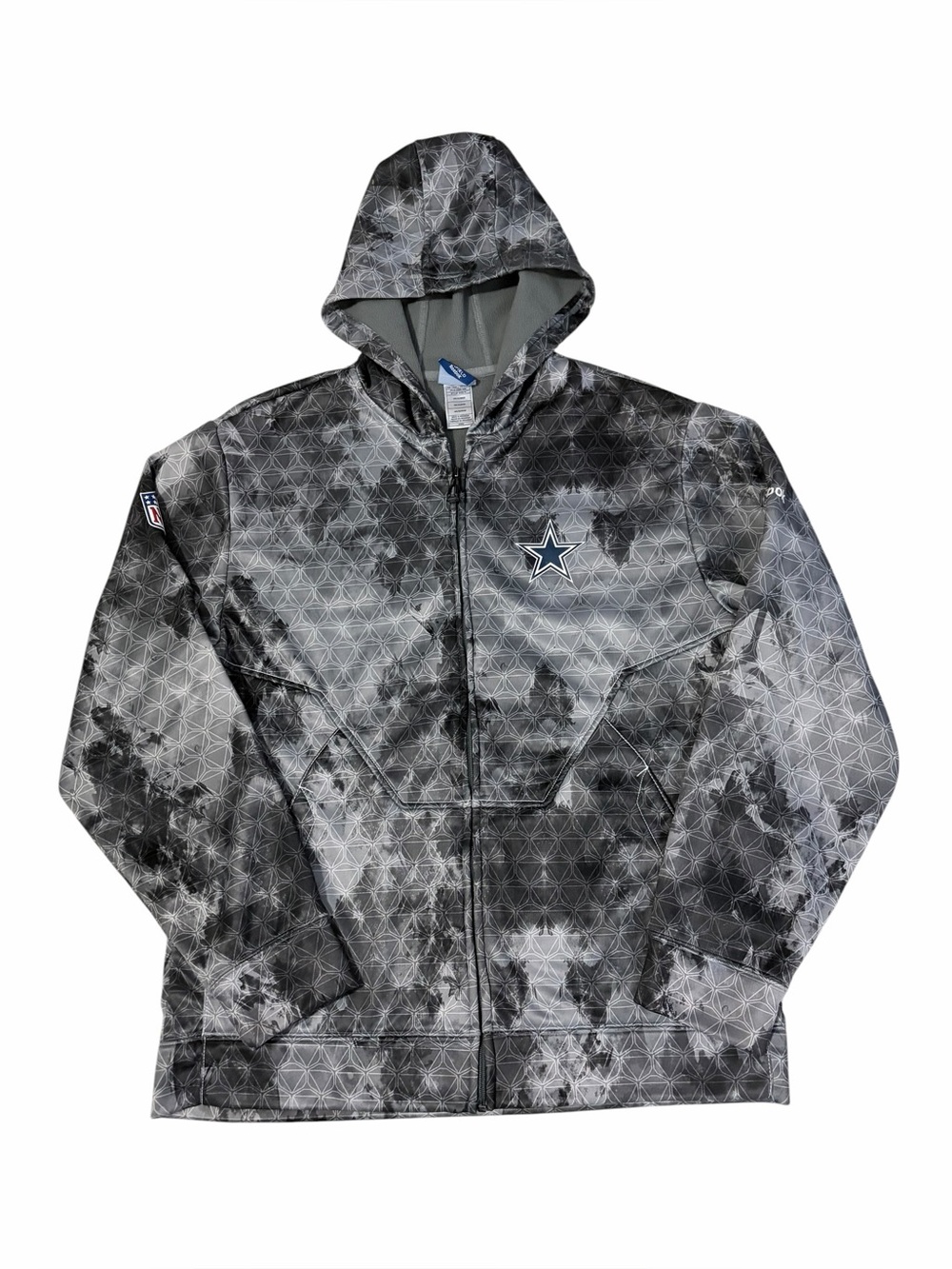 NFL Reebok Dallas Cowboys Hooded Zip Up Jacket Men’s Medium Football Gray Camo